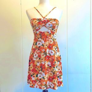 NWOT Divided H&M Summer Dress Small Bright  Floral Yellow Orange Never Worn